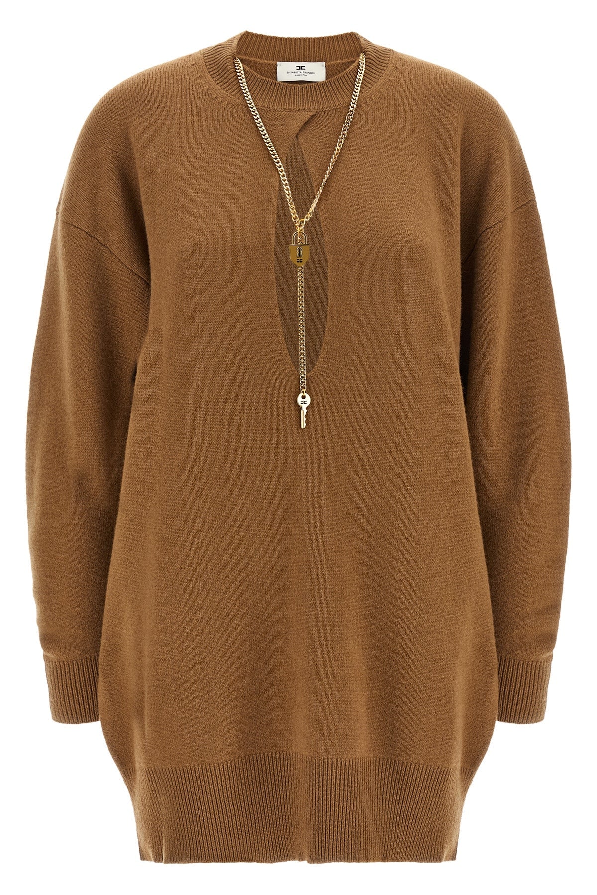 Elisabetta Franchi Knit Dress With Gold-Tone Chain Detail