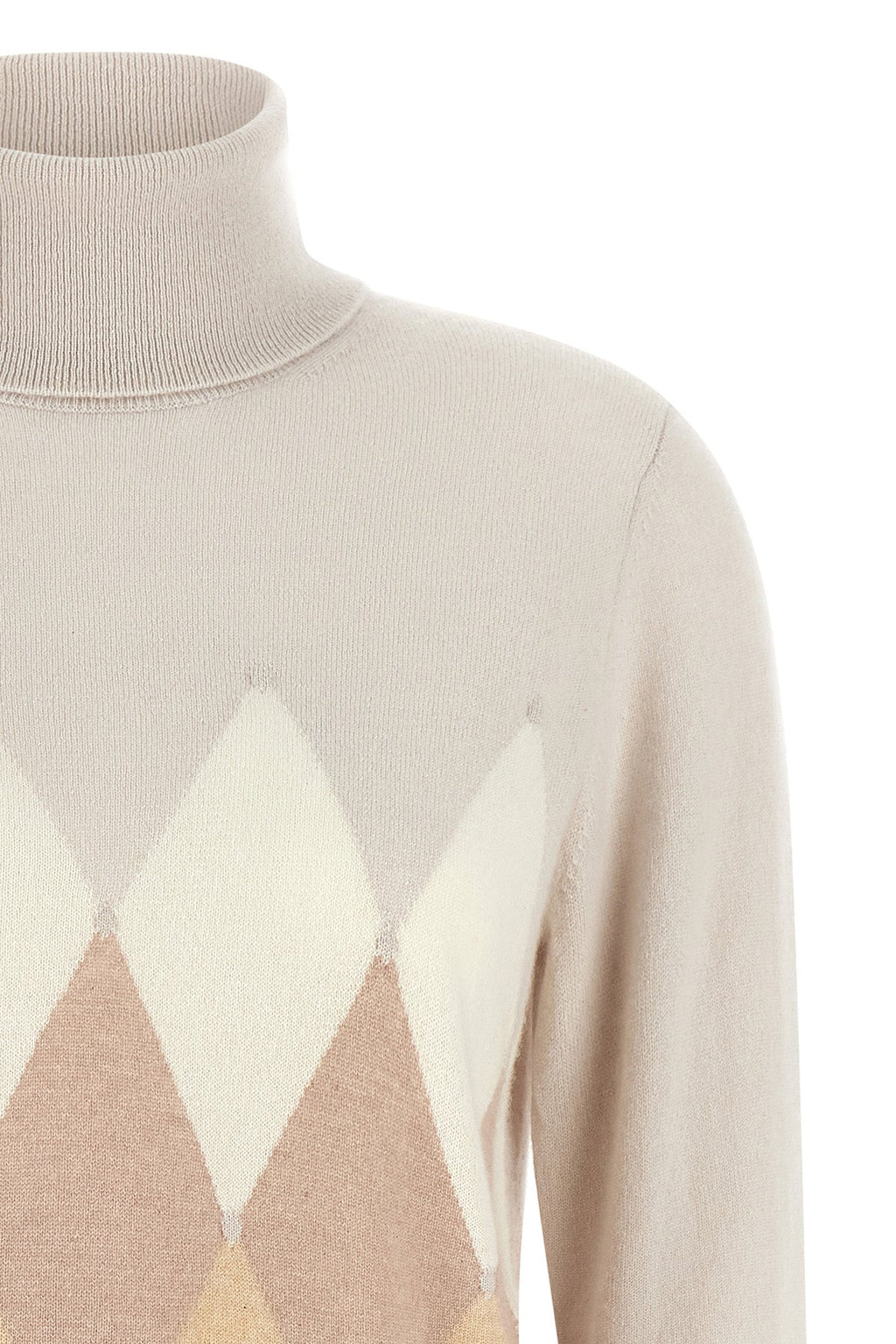 'New Diamond' Turtleneck Sweater with Intarsia Motif