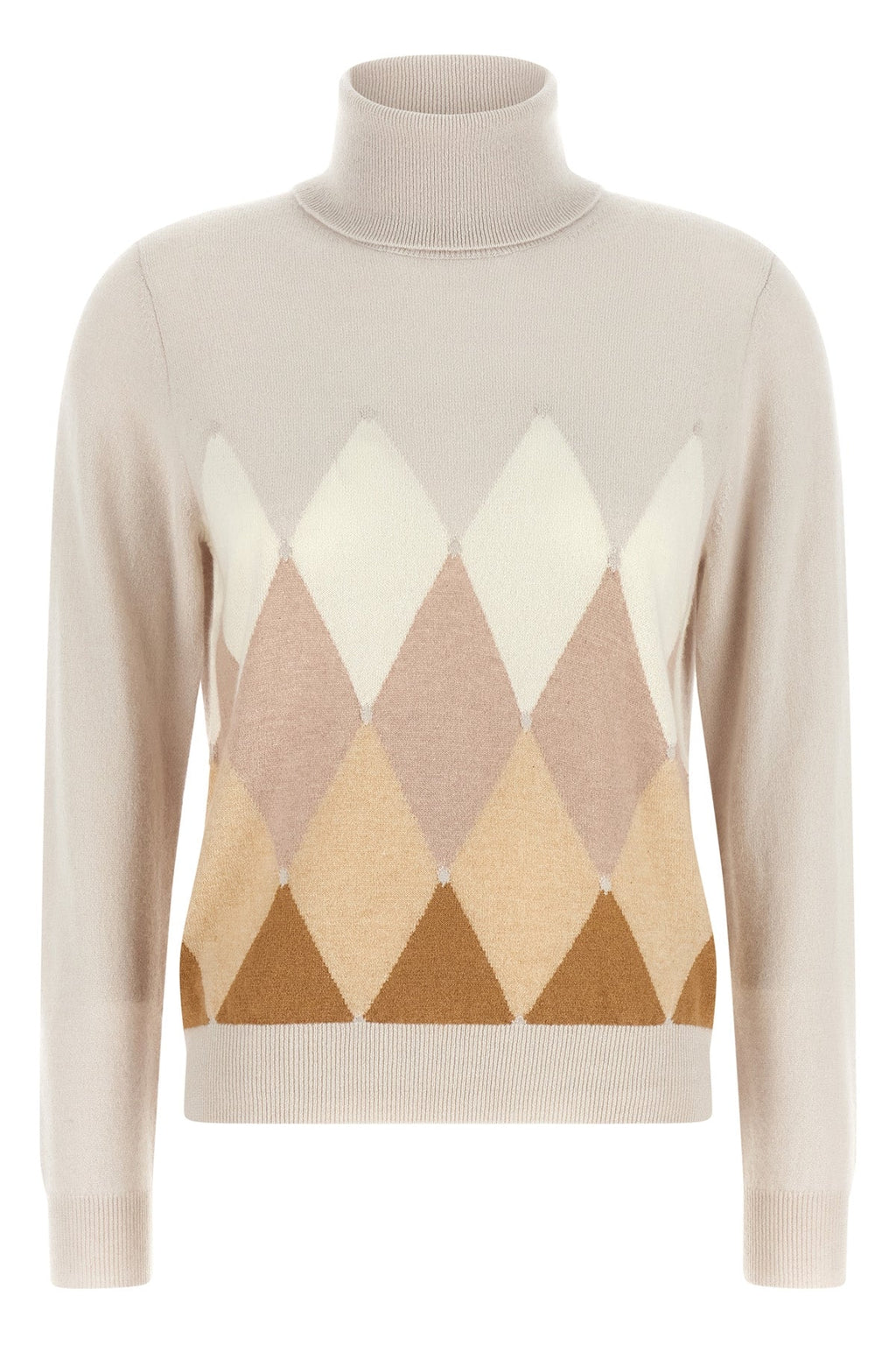 'New Diamond' Turtleneck Sweater with Intarsia Motif