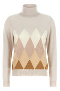 'New Diamond' Turtleneck Sweater with Intarsia Motif