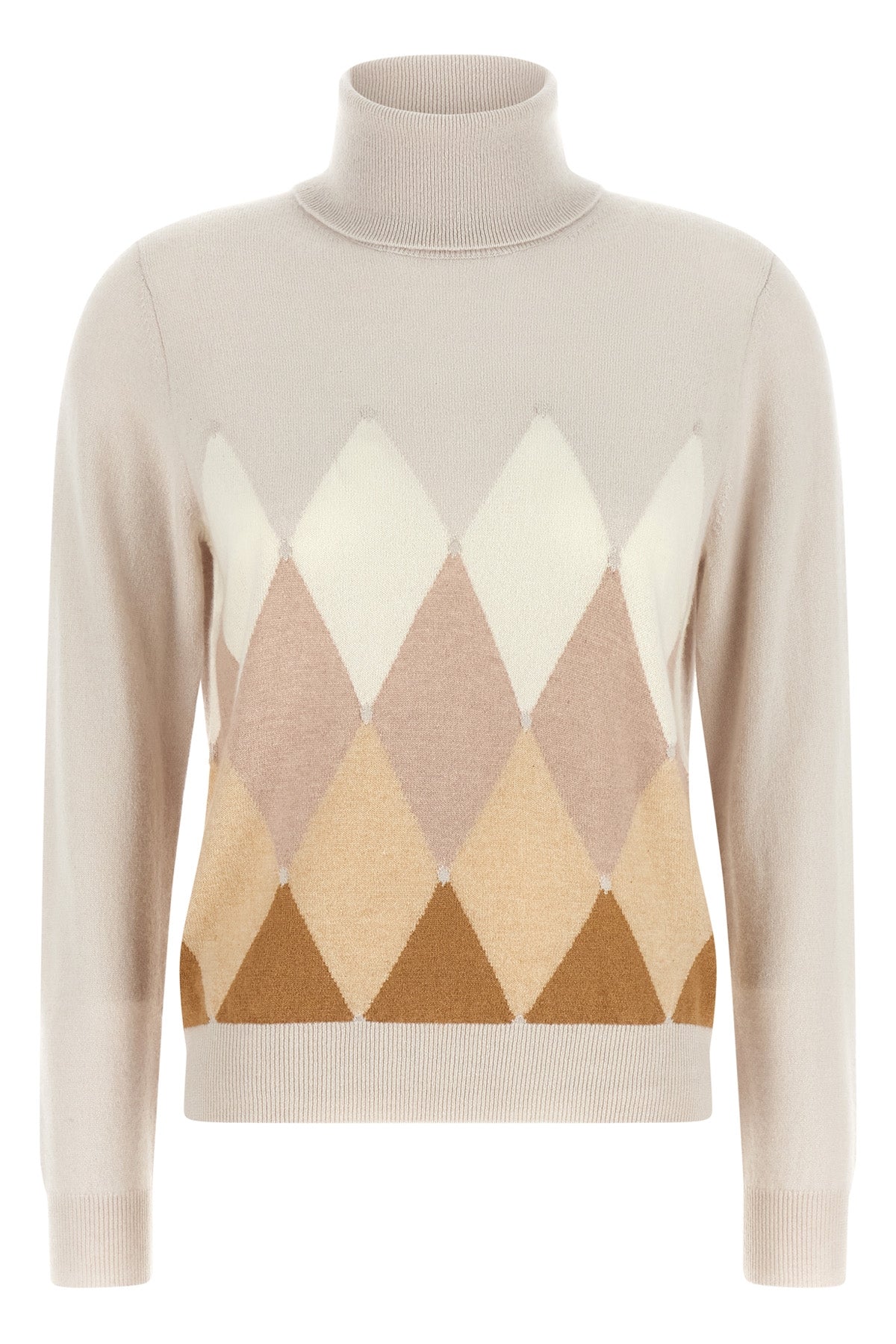 'New Diamond' Turtleneck Sweater with Intarsia Motif