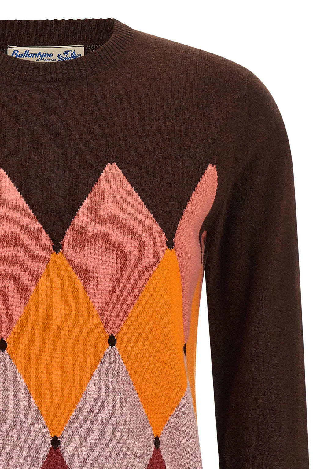 Crewneck Sweater with Argyle Intarsia
