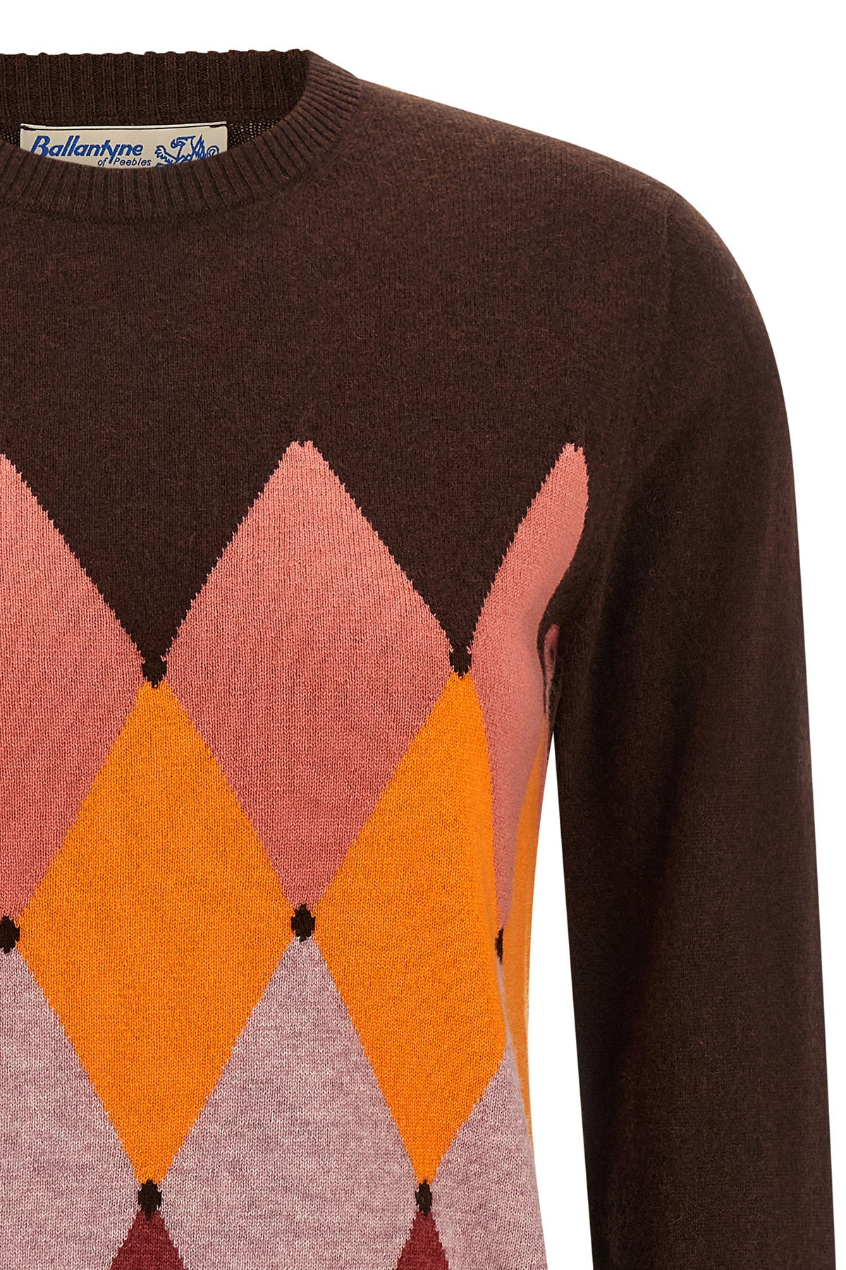 Crewneck Sweater with Argyle Intarsia