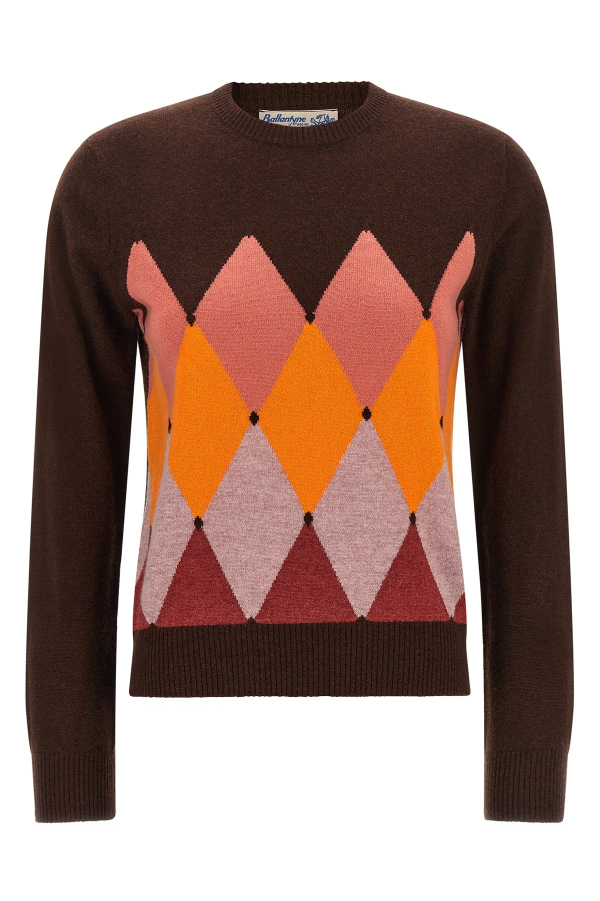 Crewneck Sweater with Argyle Intarsia
