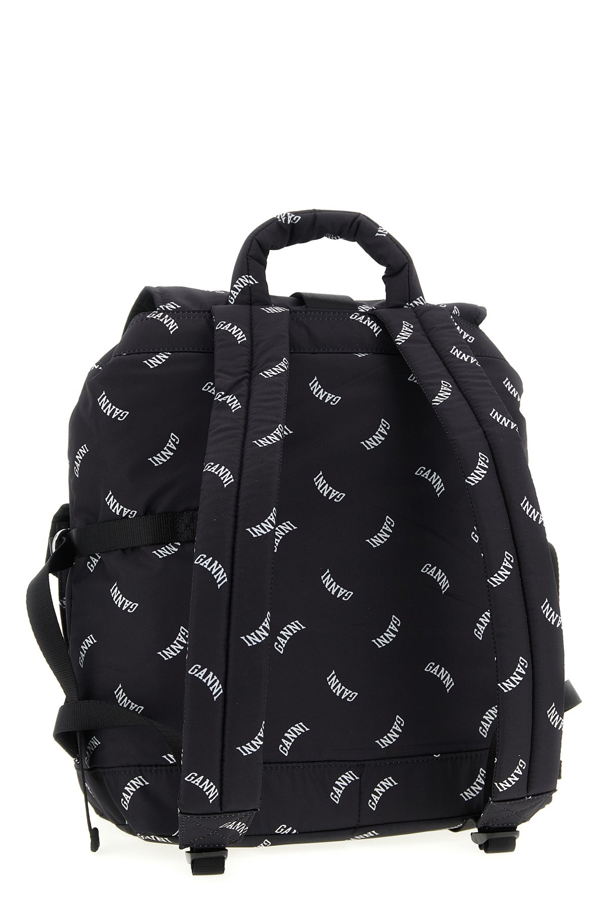 GANNI Backpack With All-Over Logo Print