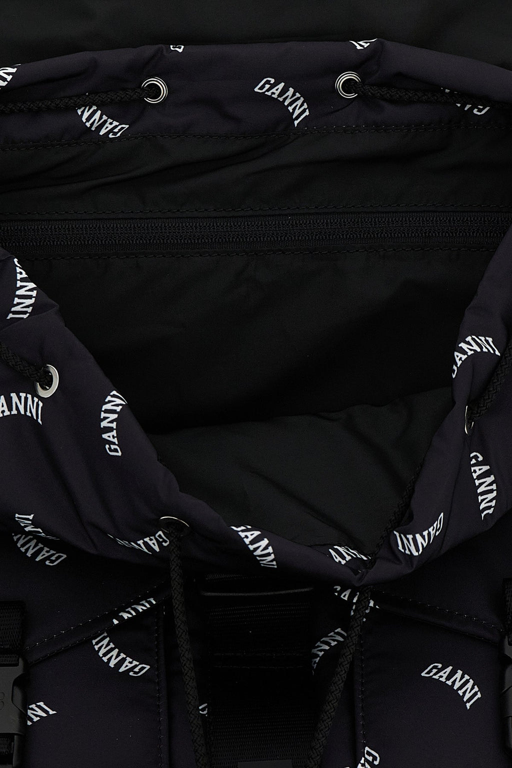 GANNI Backpack With All-Over Logo Print
