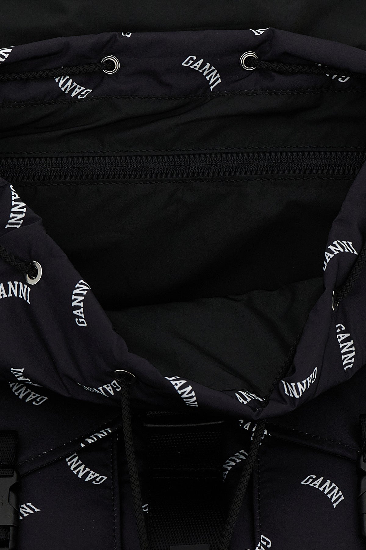GANNI Backpack With All-Over Logo Print