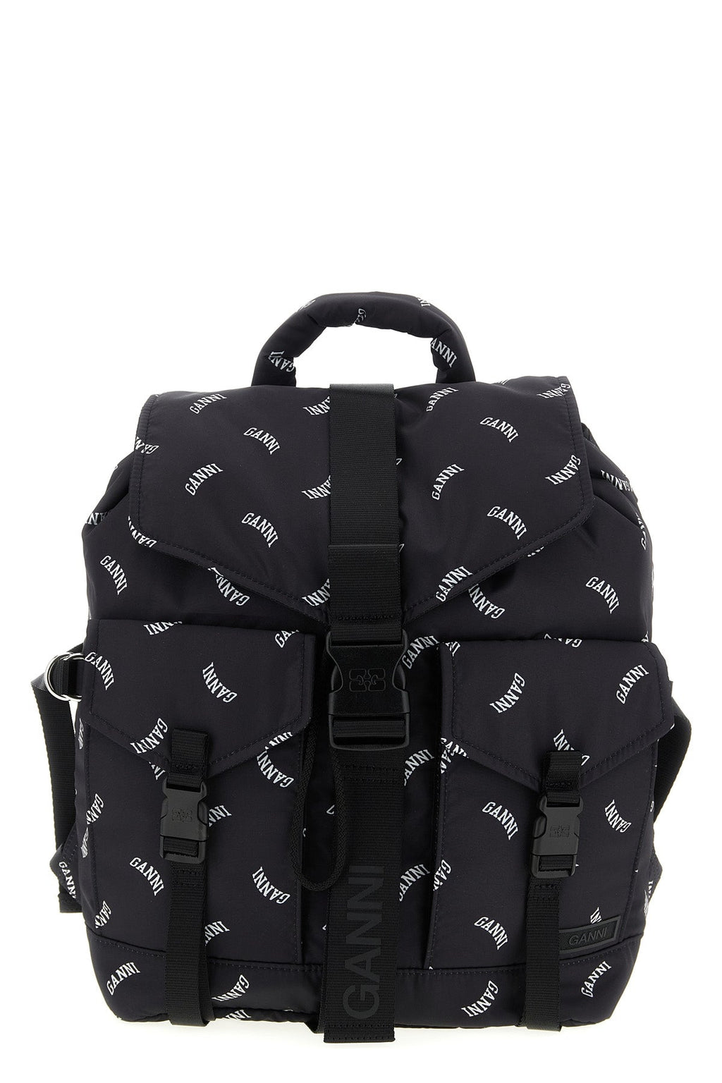 GANNI Backpack With All-Over Logo Print