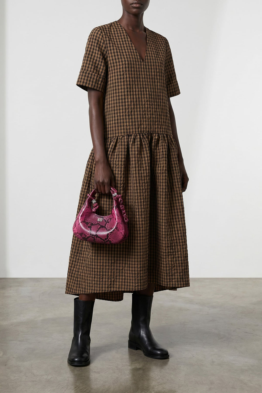 GANNI Mini Hobo Bag With Snake-Effect Finish