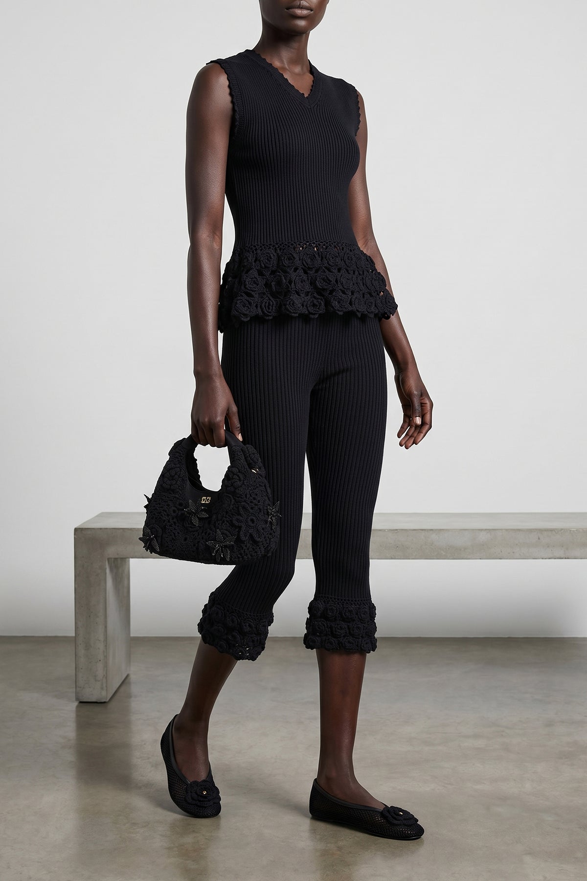 GANNI Handbag with crochet construction