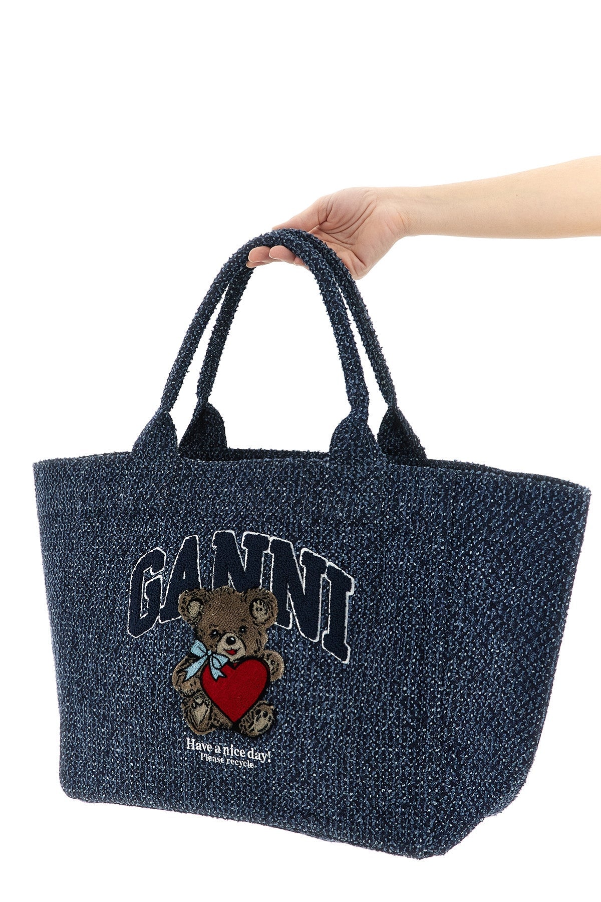 GANNI Shopping Bag Embroidered Bear Detail