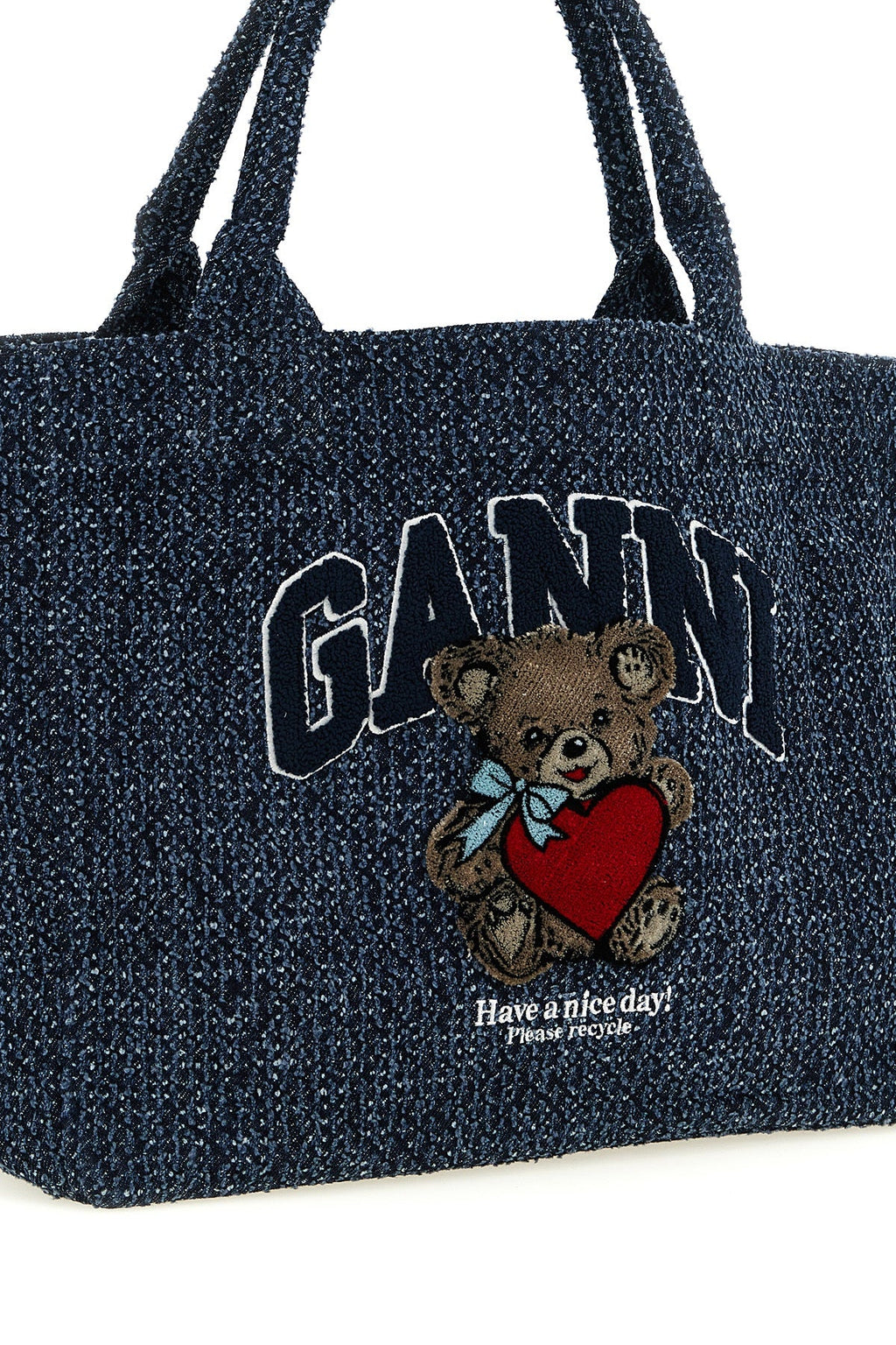 GANNI Shopping Bag Embroidered Bear Detail