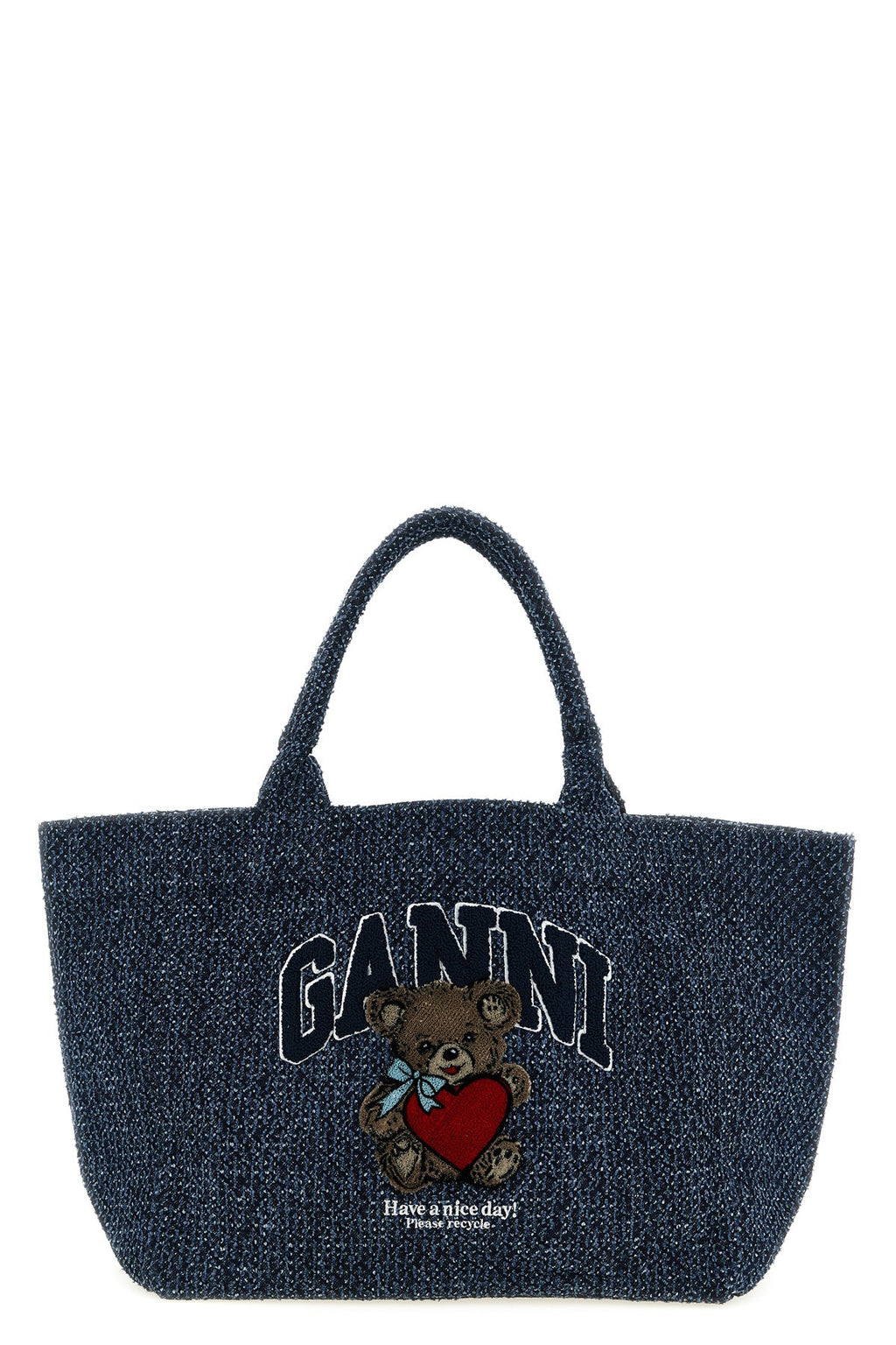 GANNI Shopping Bag Embroidered Bear Detail