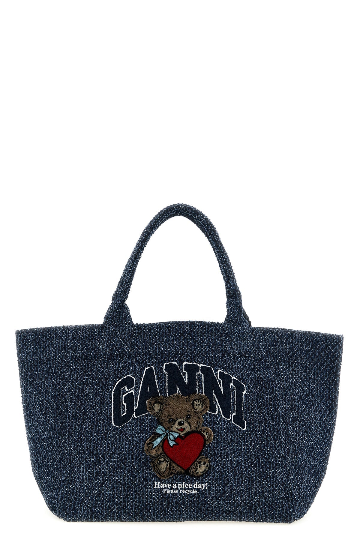 GANNI Shopping Bag Embroidered Bear Detail