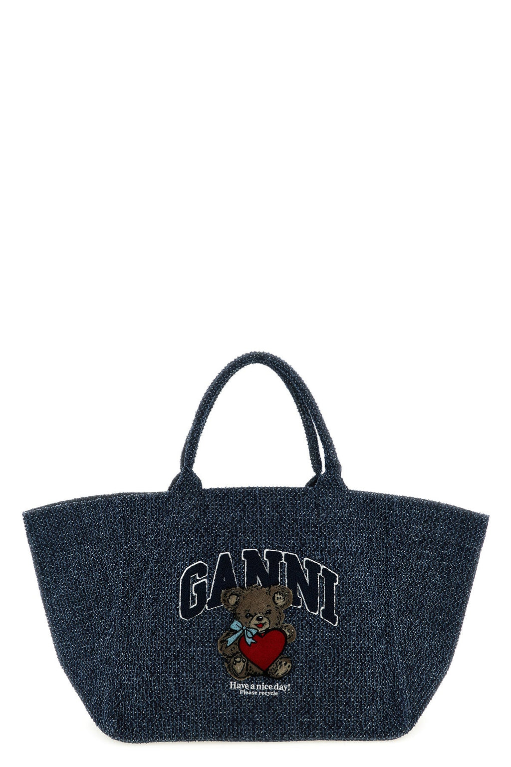GANNI Tote Bag Embroidered Bear Detail