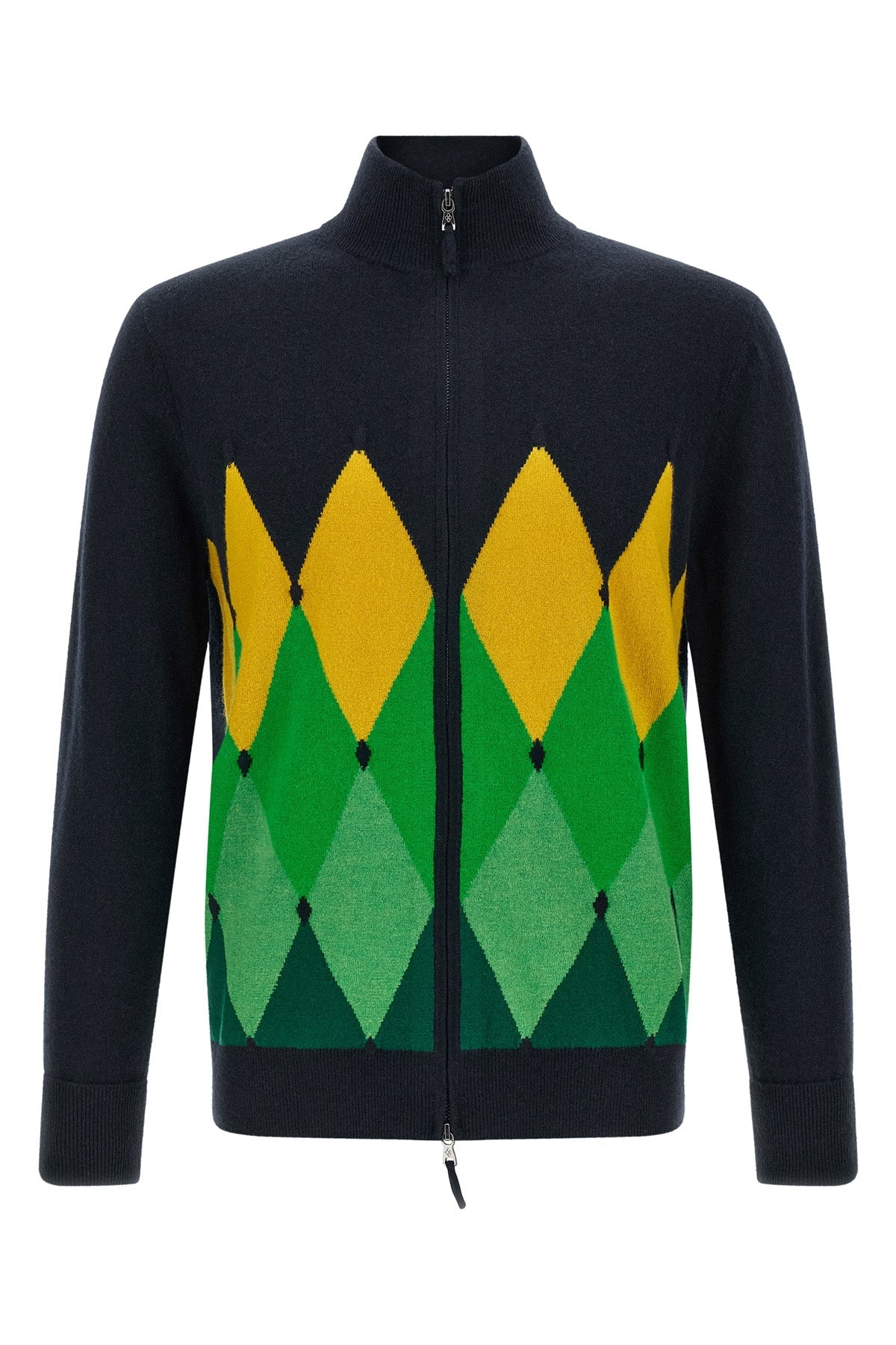 Intarsia Zip Cardigan 'Classic Diamond'