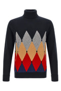 Classic Diamond Intarsia Cashmere Turtleneck Sweater