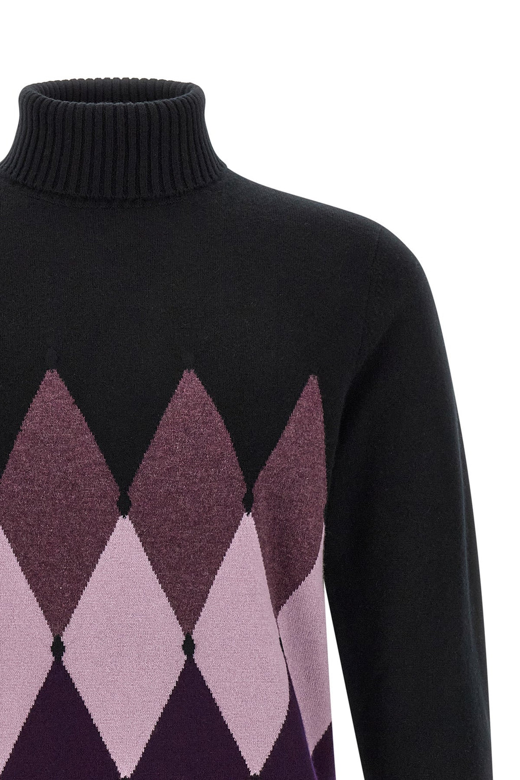 Classic Diamond Intarsia Turtleneck Sweater
