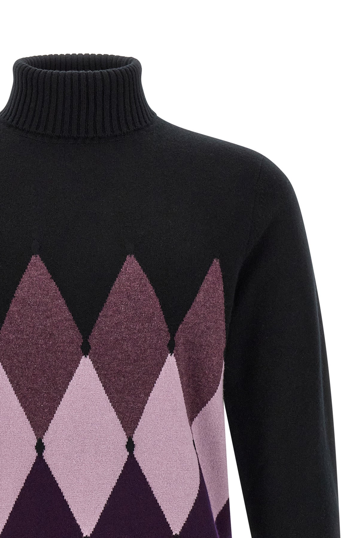 Classic Diamond Intarsia Turtleneck Sweater