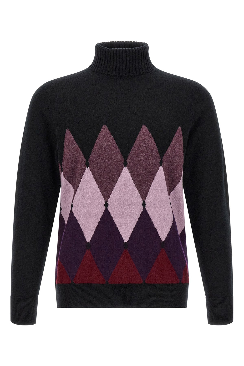 Classic Diamond Intarsia Turtleneck Sweater