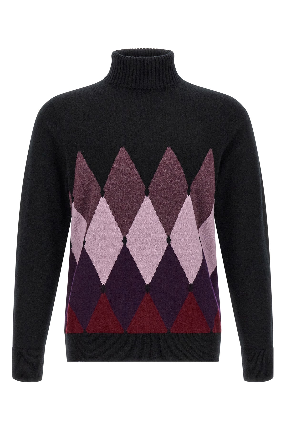 Classic Diamond Intarsia Turtleneck Sweater