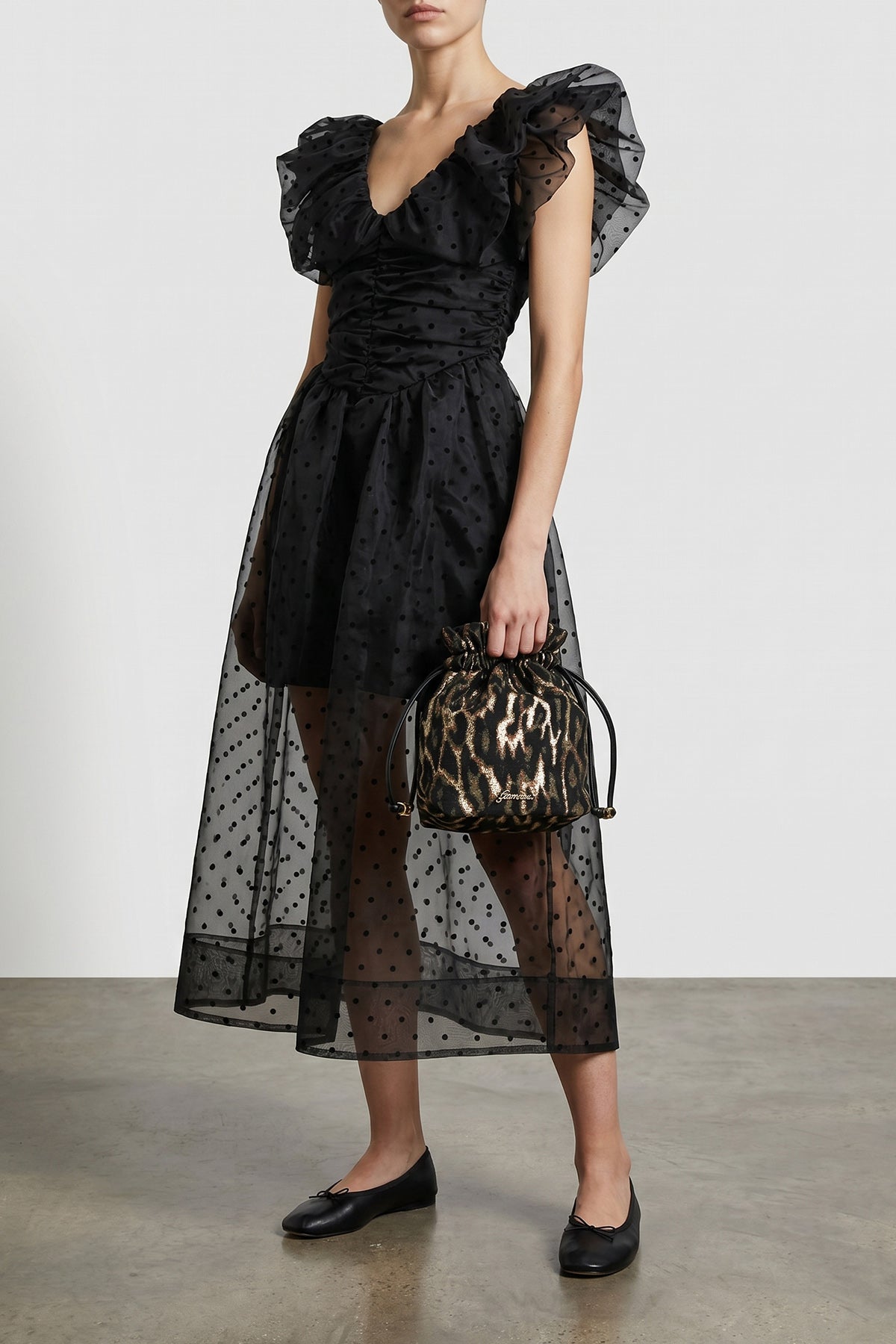 GANNI Bucket Bag With Metallic Jacquard