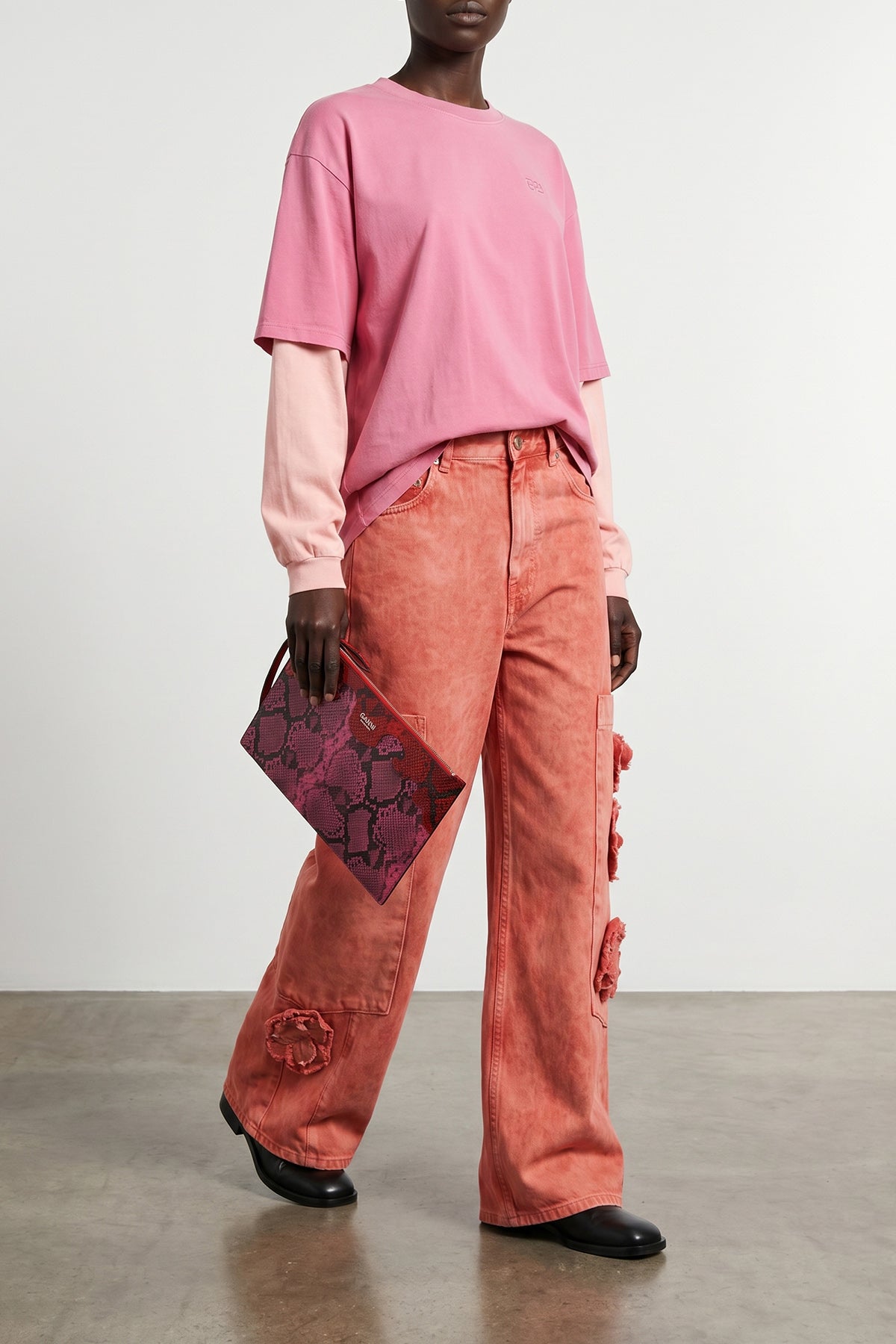 GANNI Pouch With Python-Effect Texture