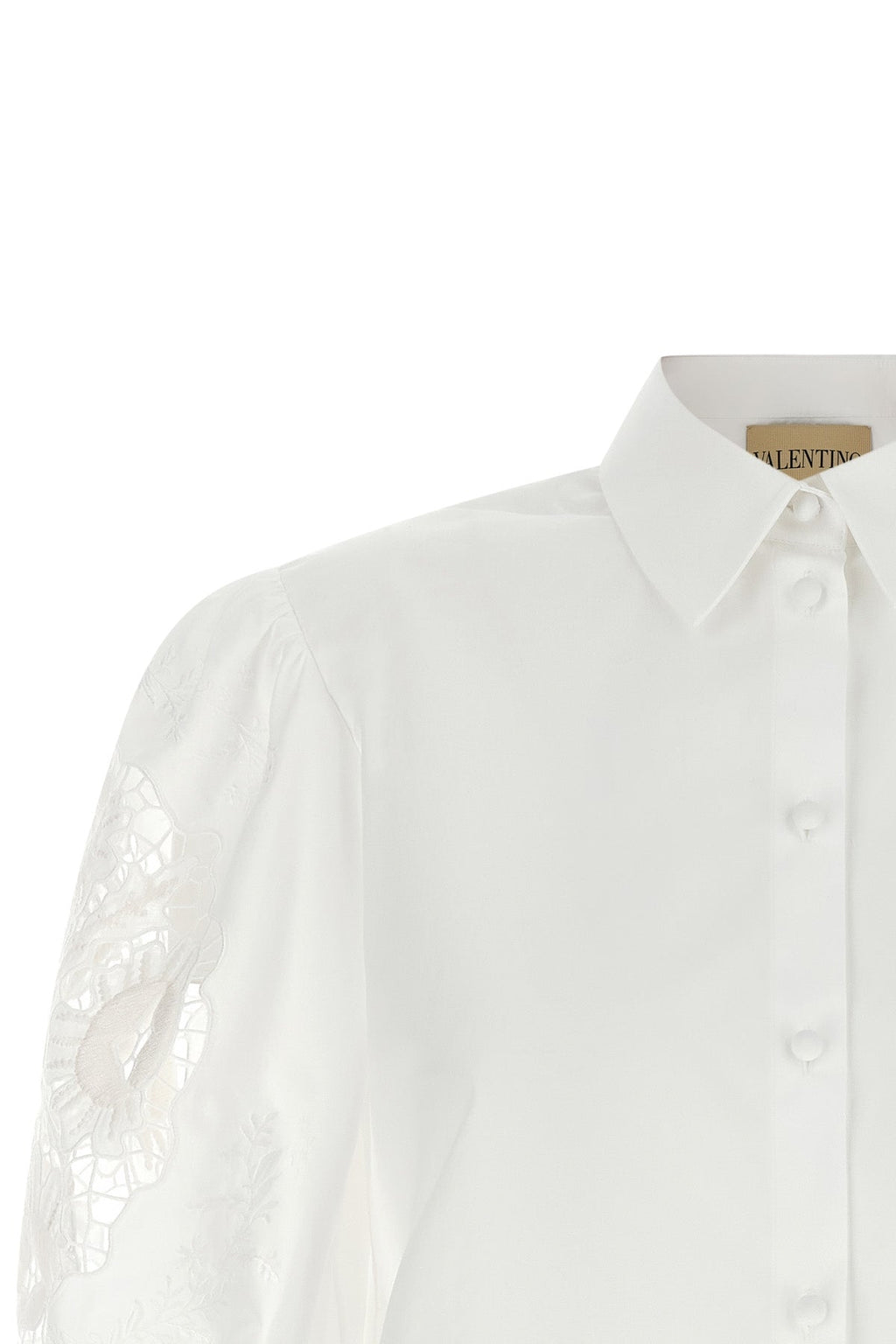 Valentino Garavani Cotton Poplin Shirt with Embroidered Sleeves