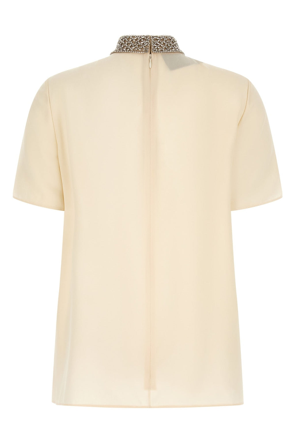 Valentino Garavani Silk Top with Embellished Collar