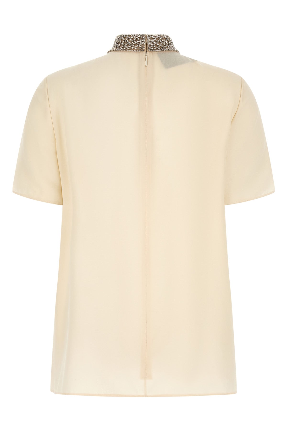 Valentino Garavani Silk Top with Embellished Collar