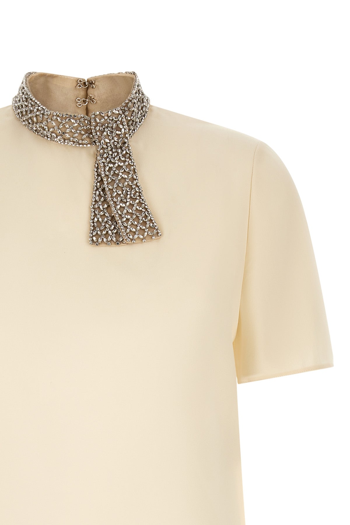 Valentino Garavani Silk Top with Embellished Collar
