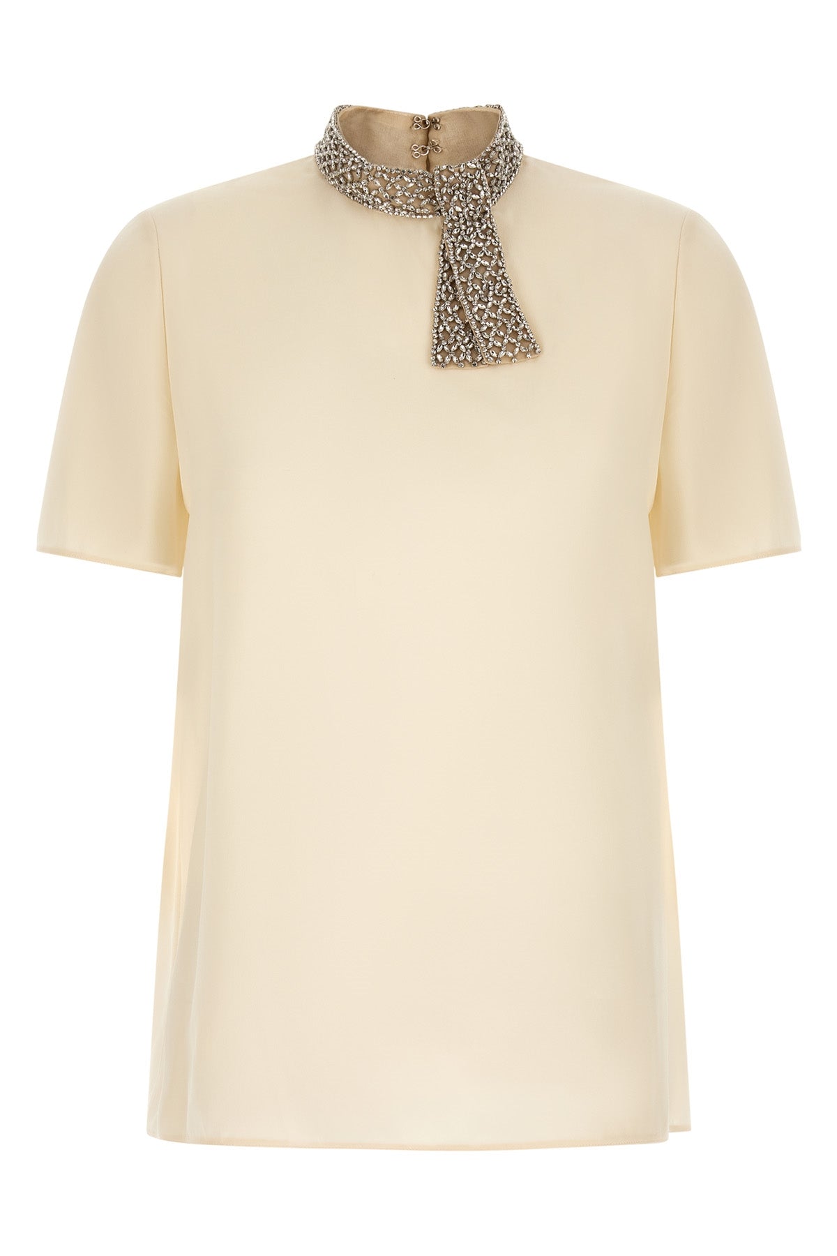Valentino Garavani Silk Top with Embellished Collar