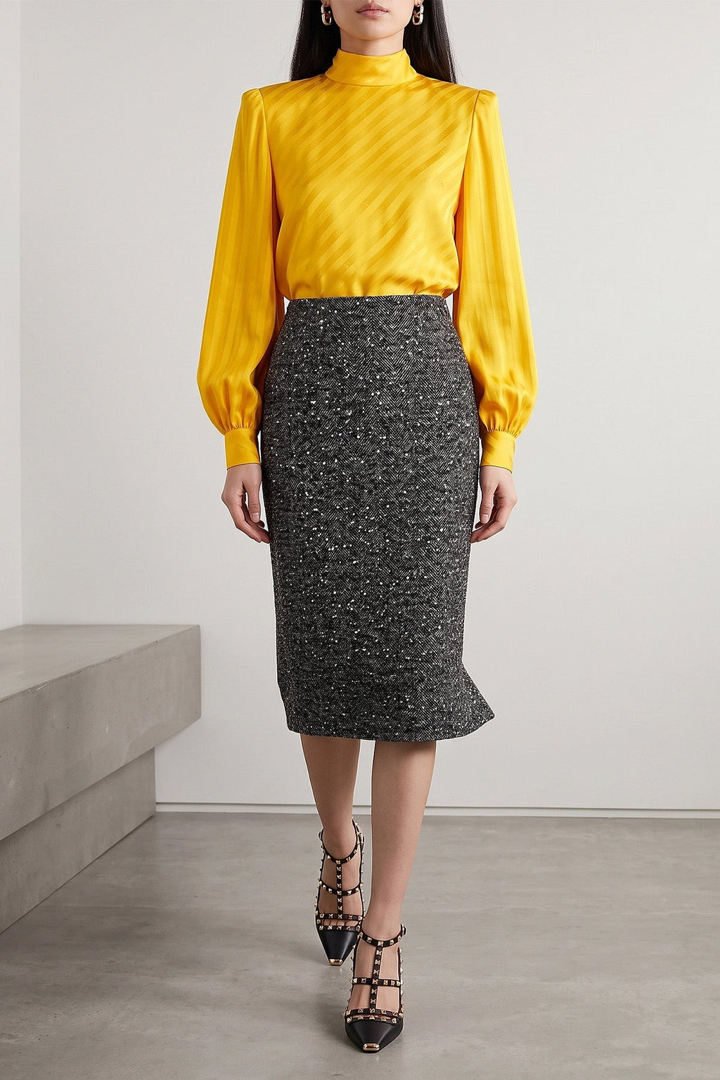 Valentino Garavani Silk Jacquard Top with Structured Shoulders