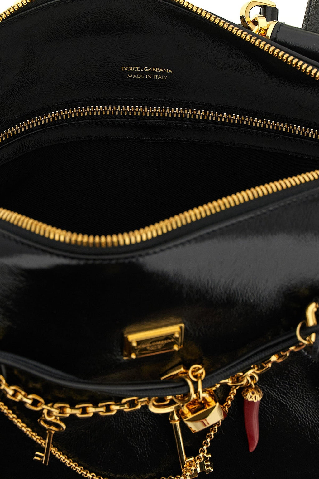 Dolce & Gabbana Handbag with Gold-Tone Charms
