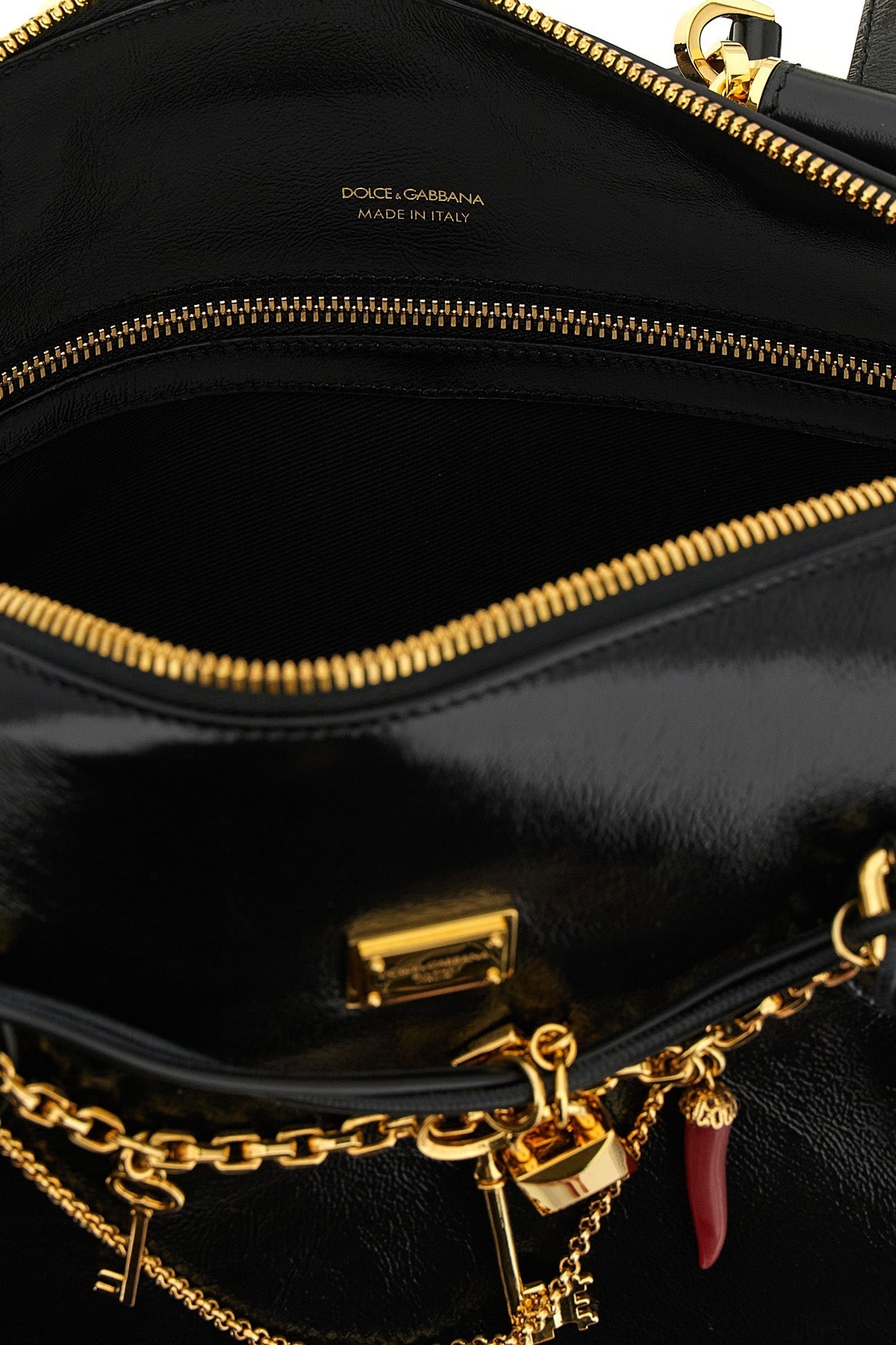 Dolce & Gabbana Handbag with Gold-Tone Charms