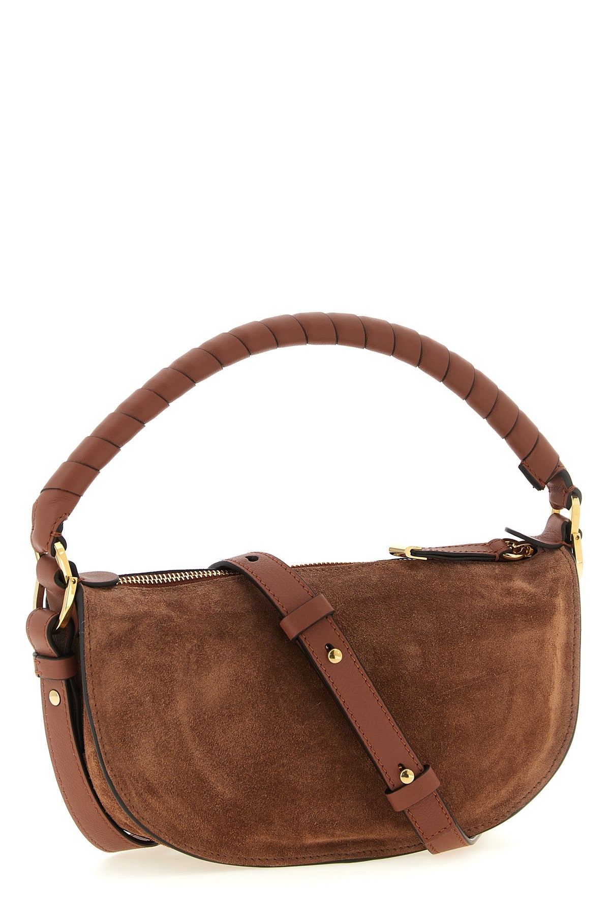 Chloé Suede Shoulder Bag With Saddle Stitching