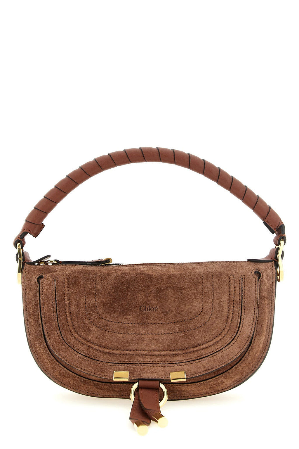Chloé Suede Shoulder Bag With Saddle Stitching