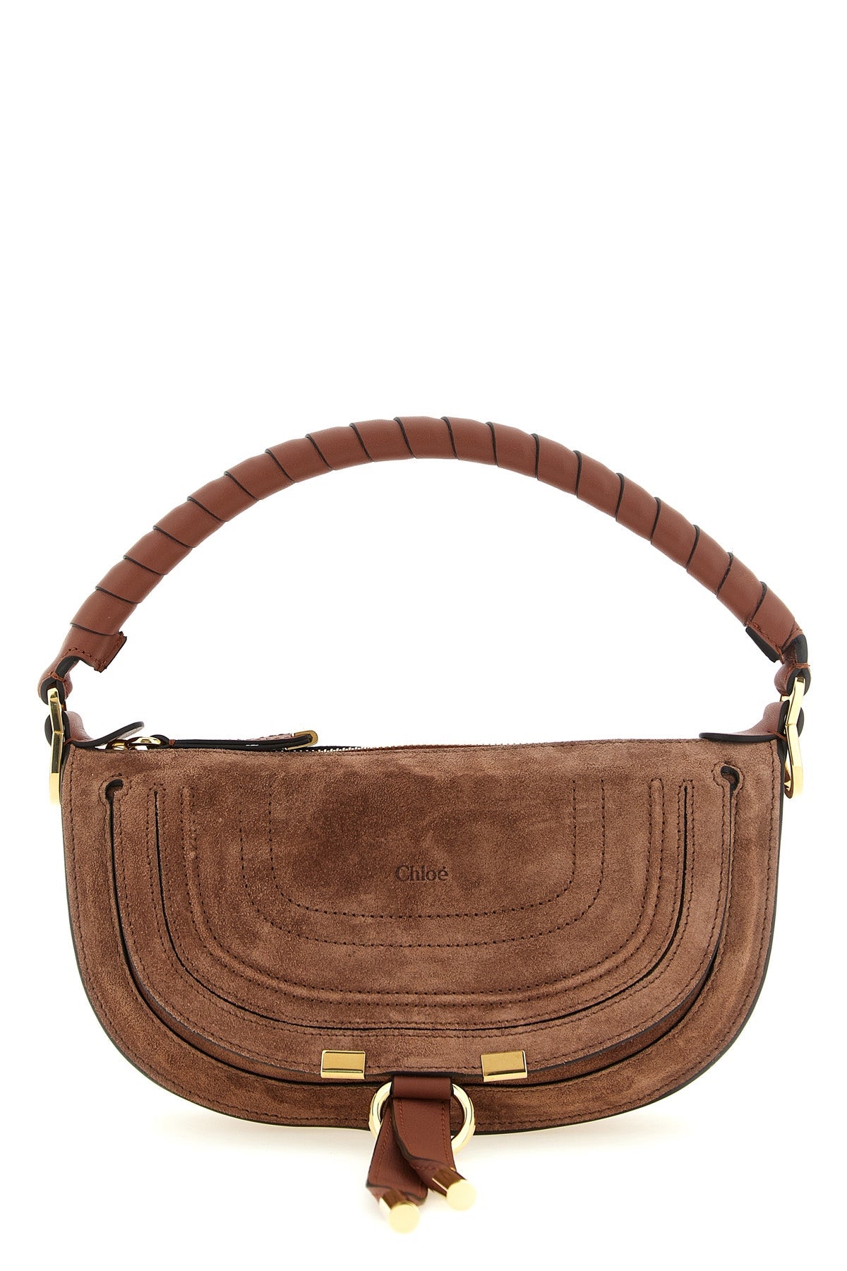 Chloé Suede Shoulder Bag With Saddle Stitching