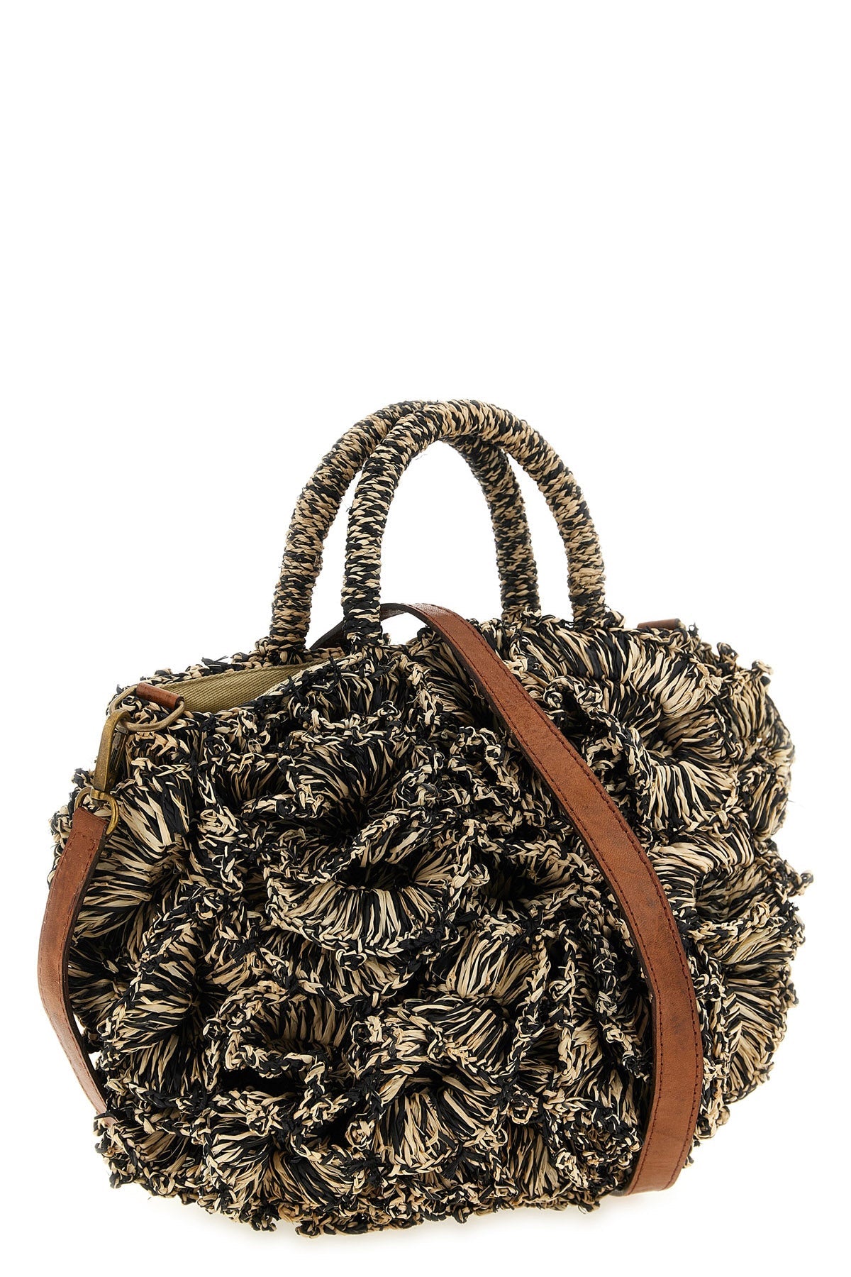 IBELIV Textured Raffia Top Handle Bag