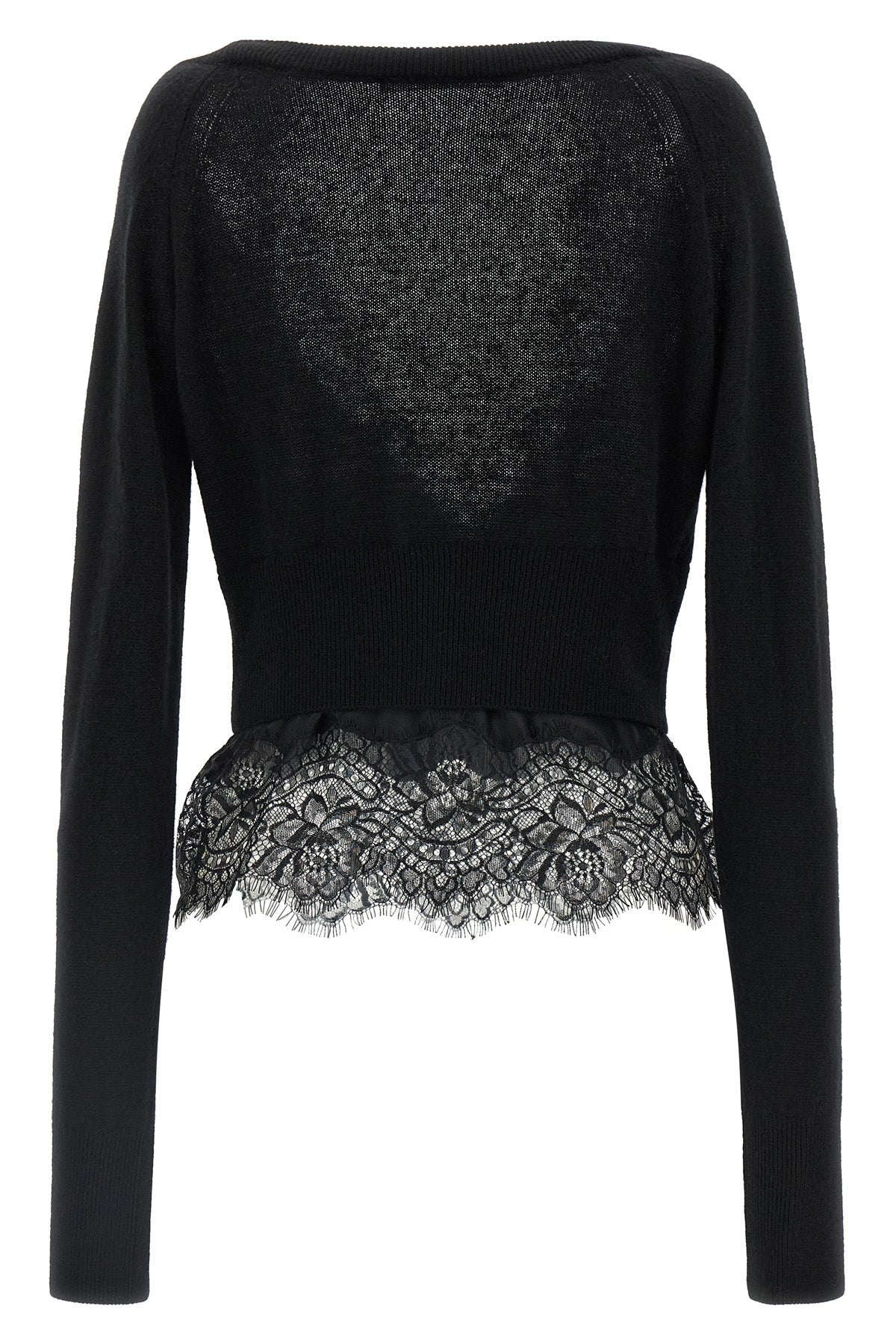 Lace-Trimmed Cashmere Cardigan