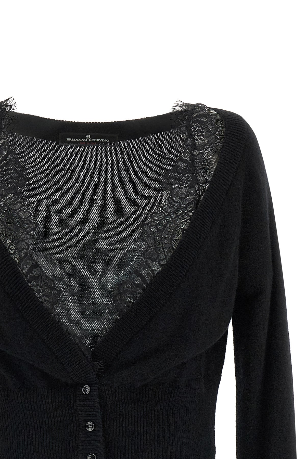 Lace-Trimmed Cashmere Cardigan