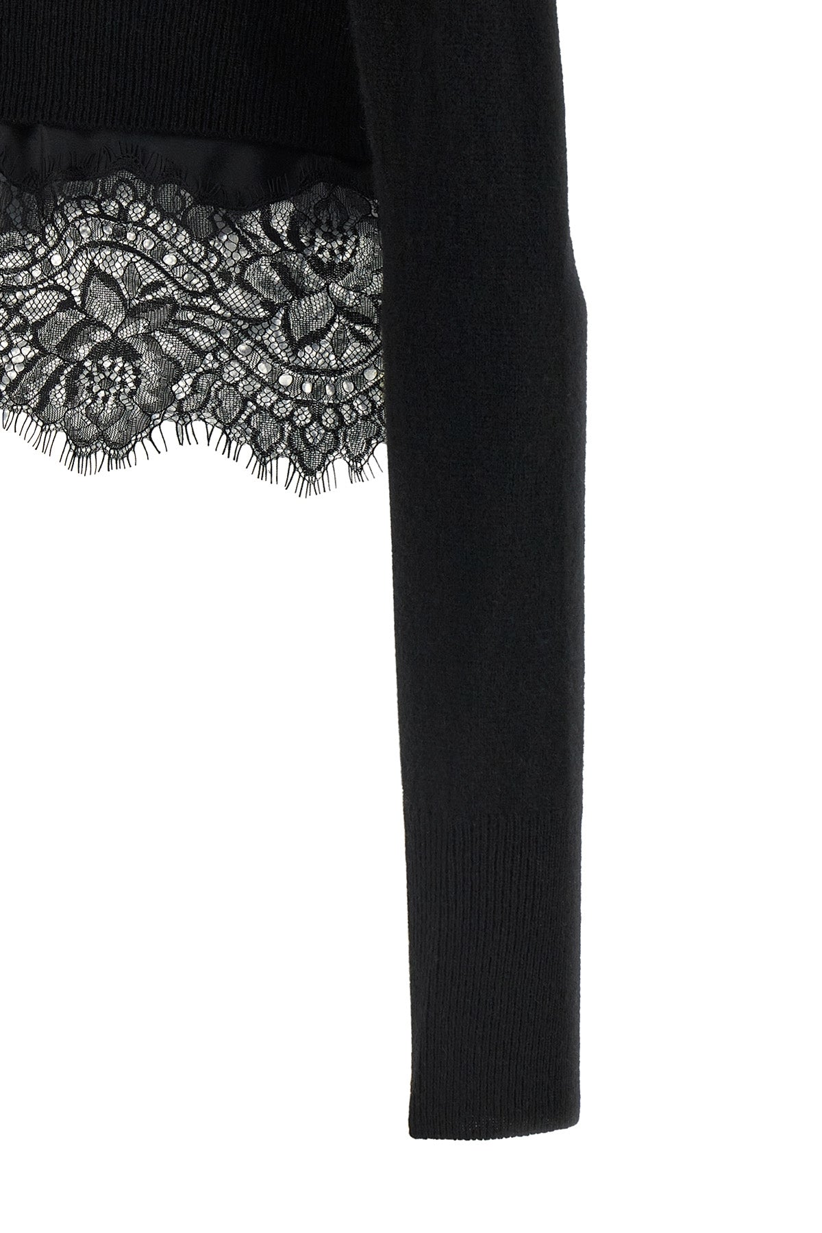 Lace-Trimmed Cashmere Cardigan