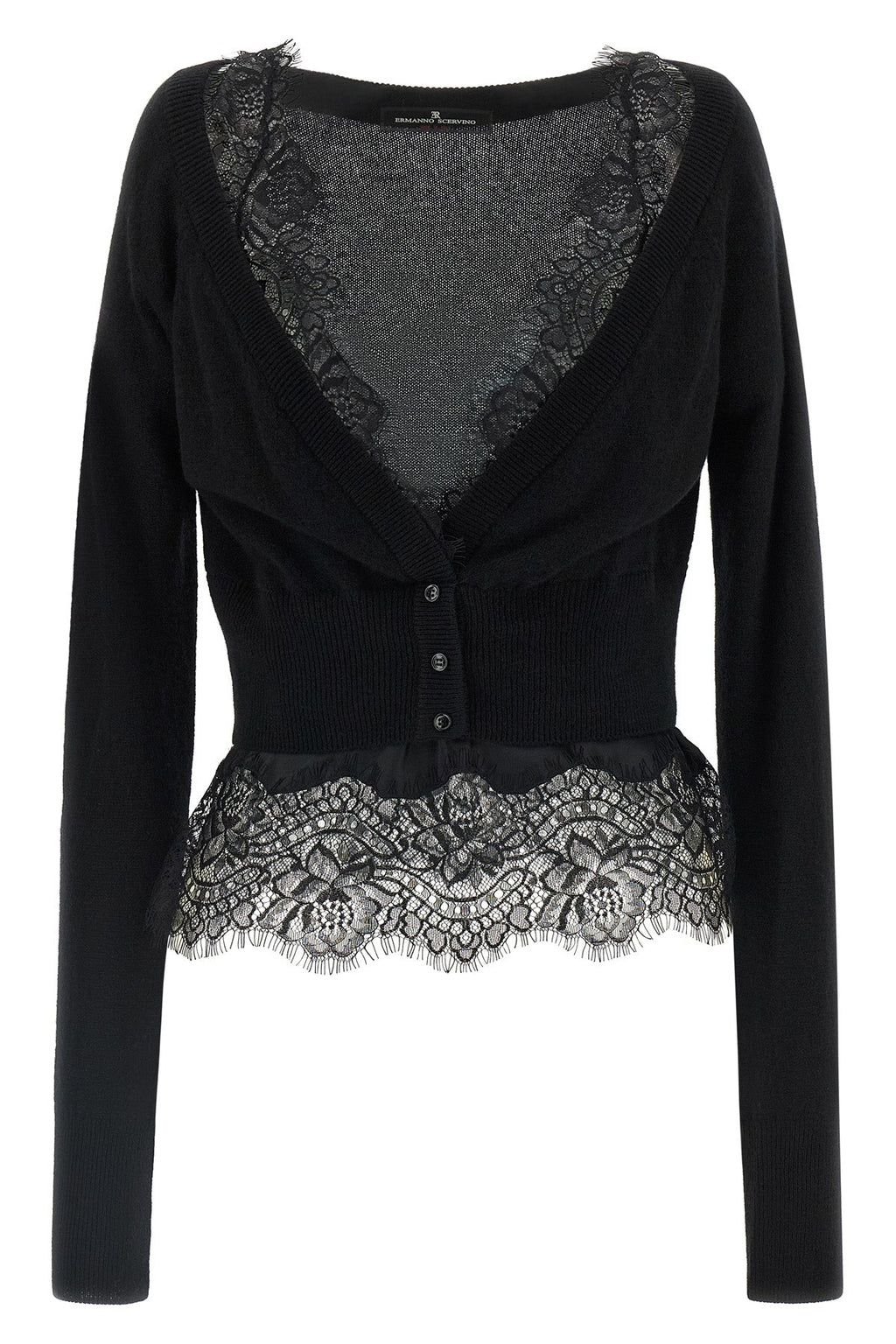 Lace-Trimmed Cashmere Cardigan