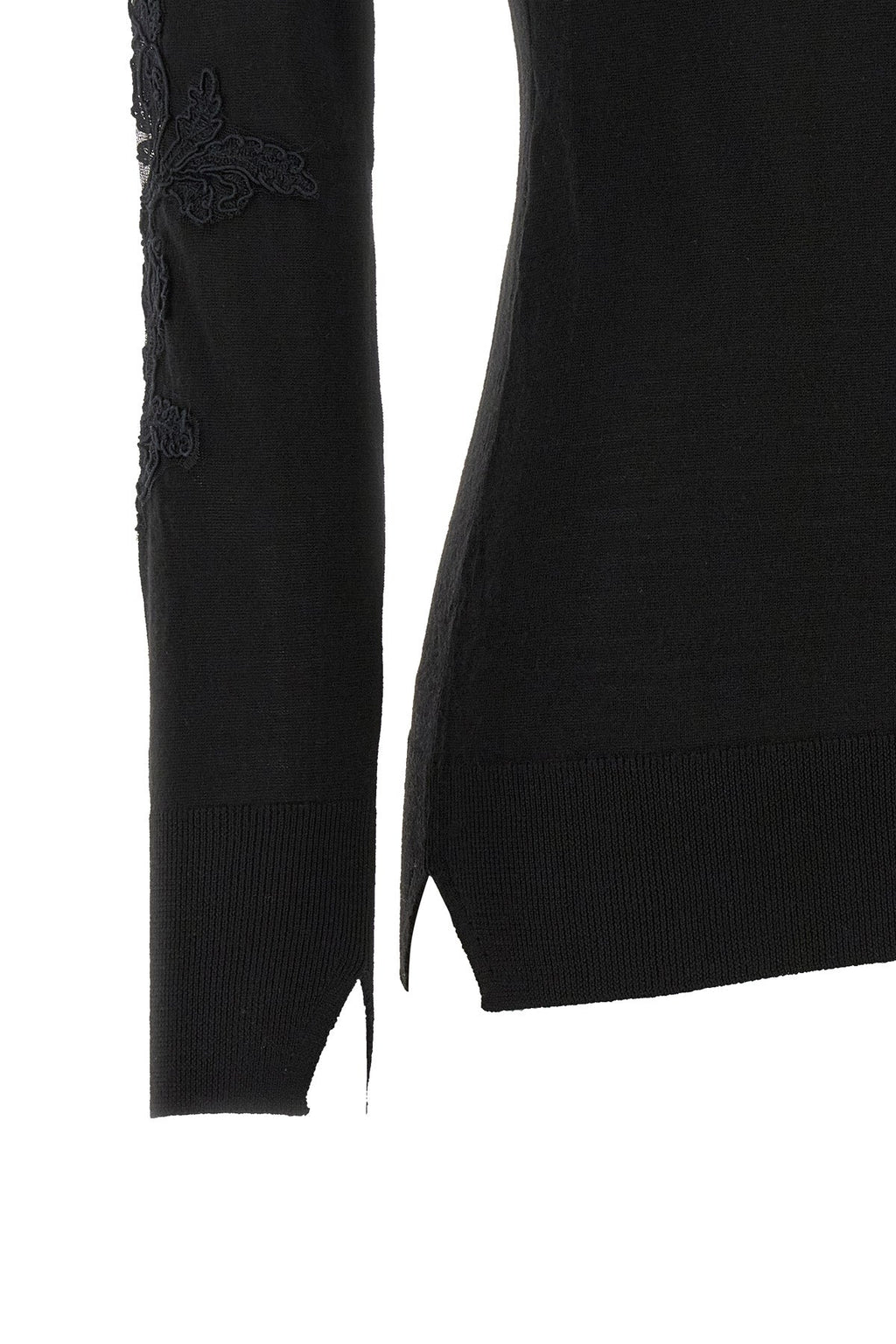 Turtleneck Sweater with Lace Inserts