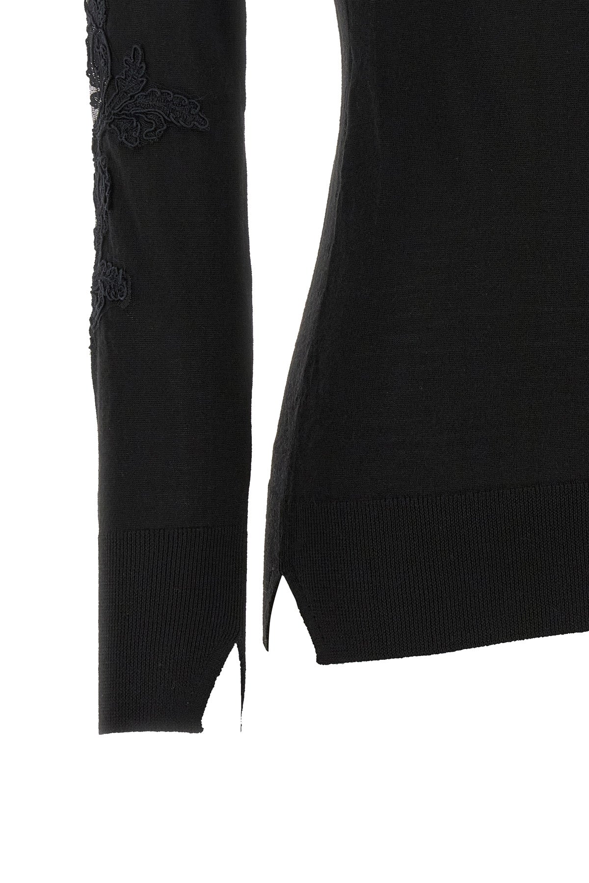 Turtleneck Sweater with Lace Inserts