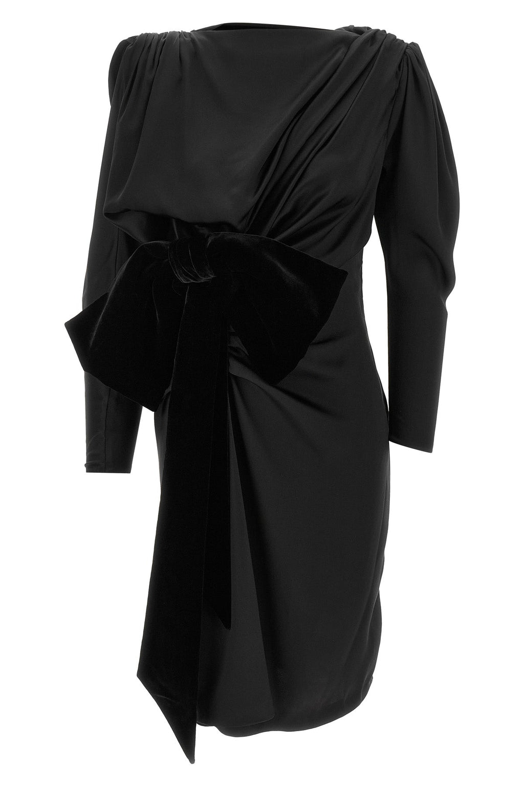 Velvet Bow Silk Midi Dress