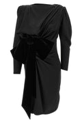 Velvet Bow Silk Midi Dress