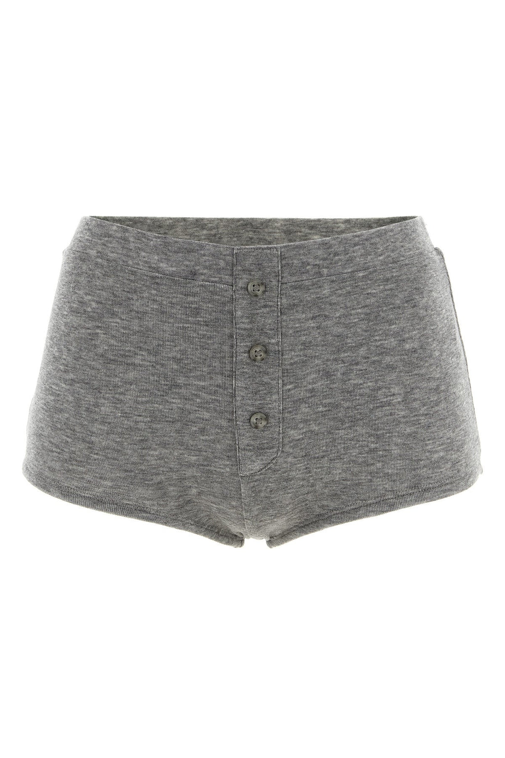 Fitted Micro-Ribbed Shorts with Tonal Buttons