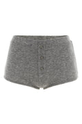 Fitted Micro-Ribbed Shorts with Tonal Buttons