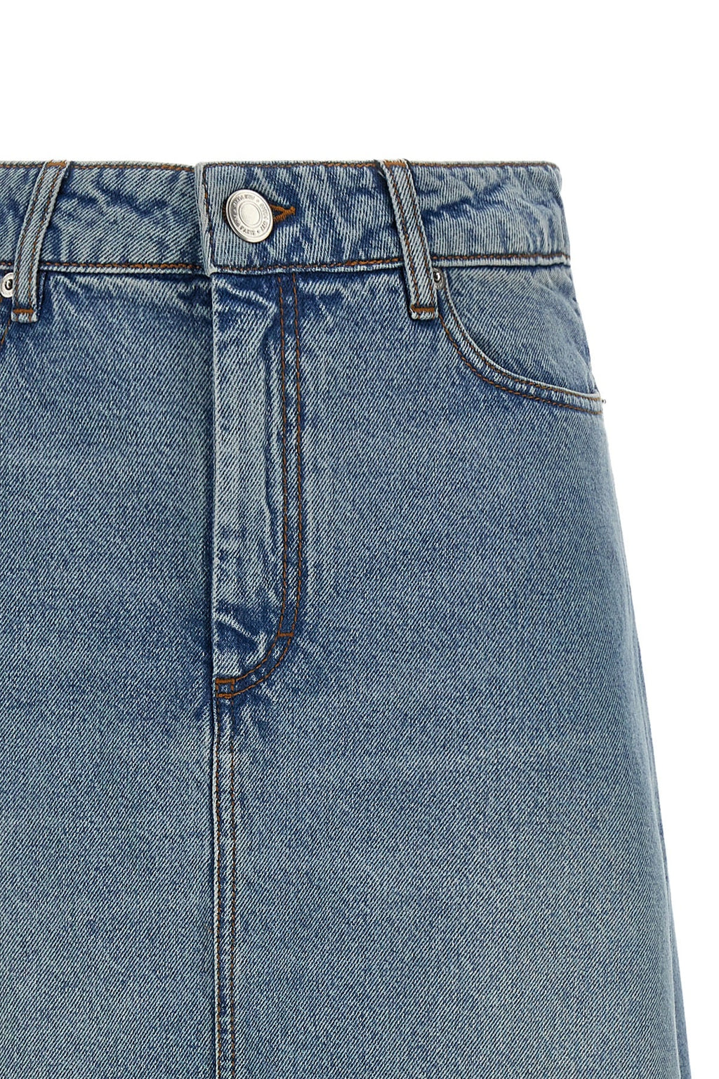 AMI PARIS Denim Maxi Skirt With Logo Patch
